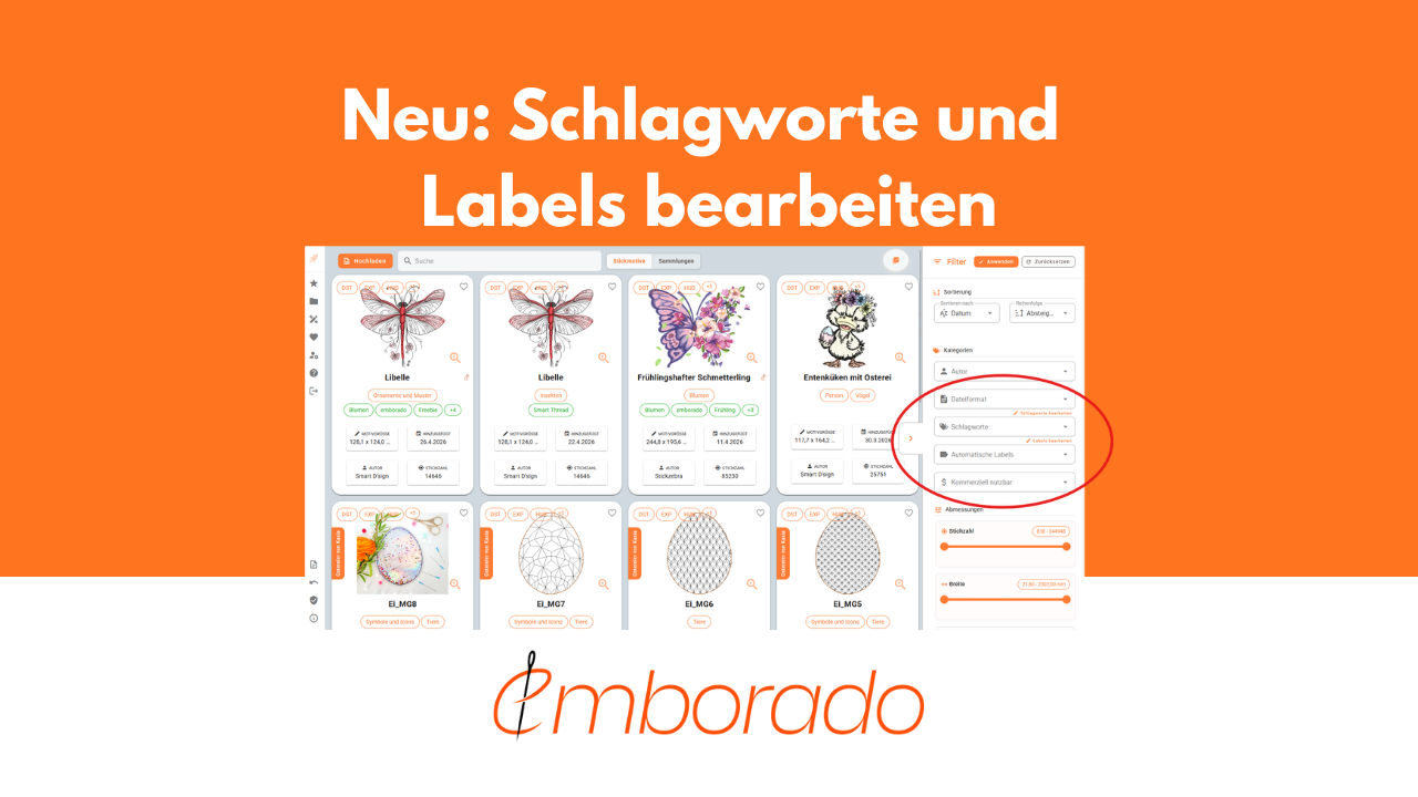 Schlagworte und automatische Labels in emborado bearbeiten