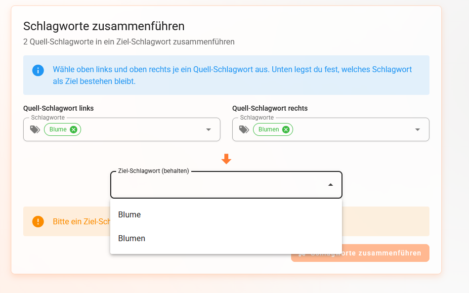 Schlagworte in emborado zusammenführen