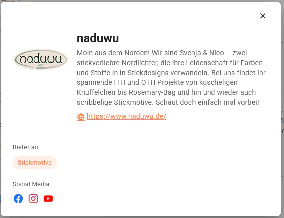 Bildplatzhalter: globaler Autor mit Designerprofil und Shoplinks in der Motivdetailansicht