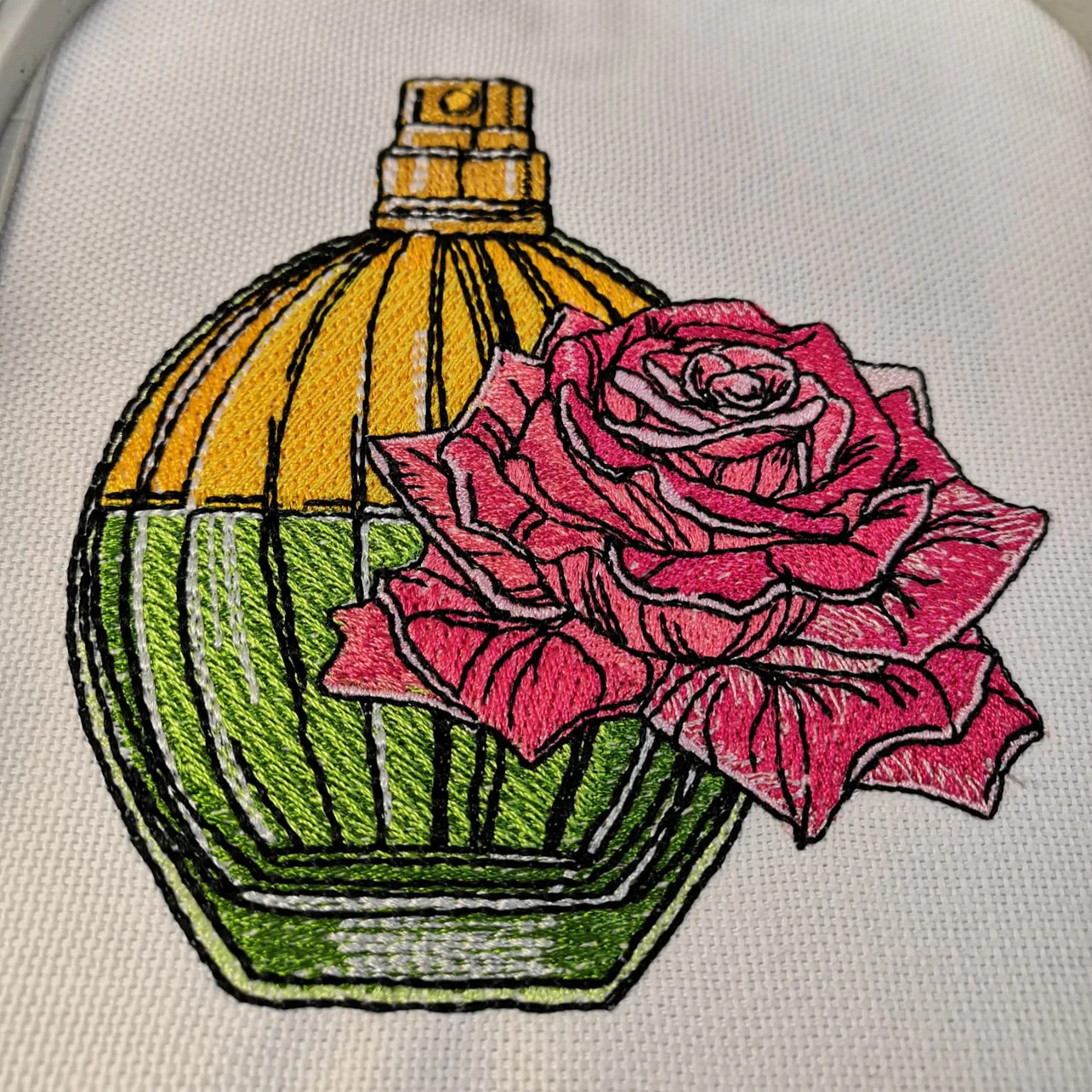 Perfume Bottle with Rose embroidery design by sCottonmade
