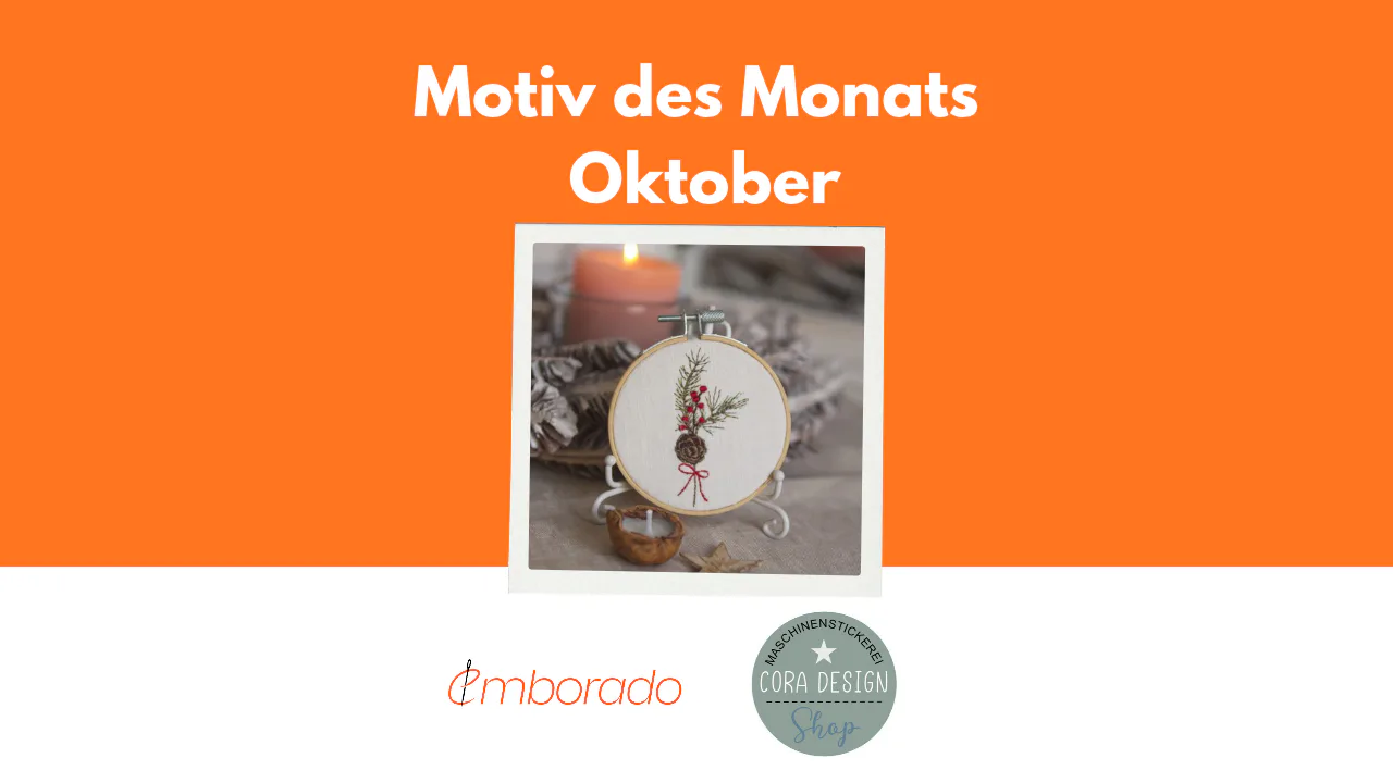 Weihnachtsglück zum Verschenken: Gratis-Stickdatei „Gesteck“ von Cora Design