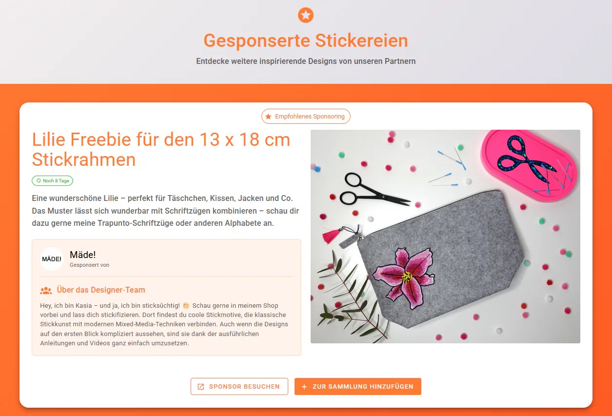 Free embroidery files on emborado – Lily Freebie by MÄDE! by Kasia