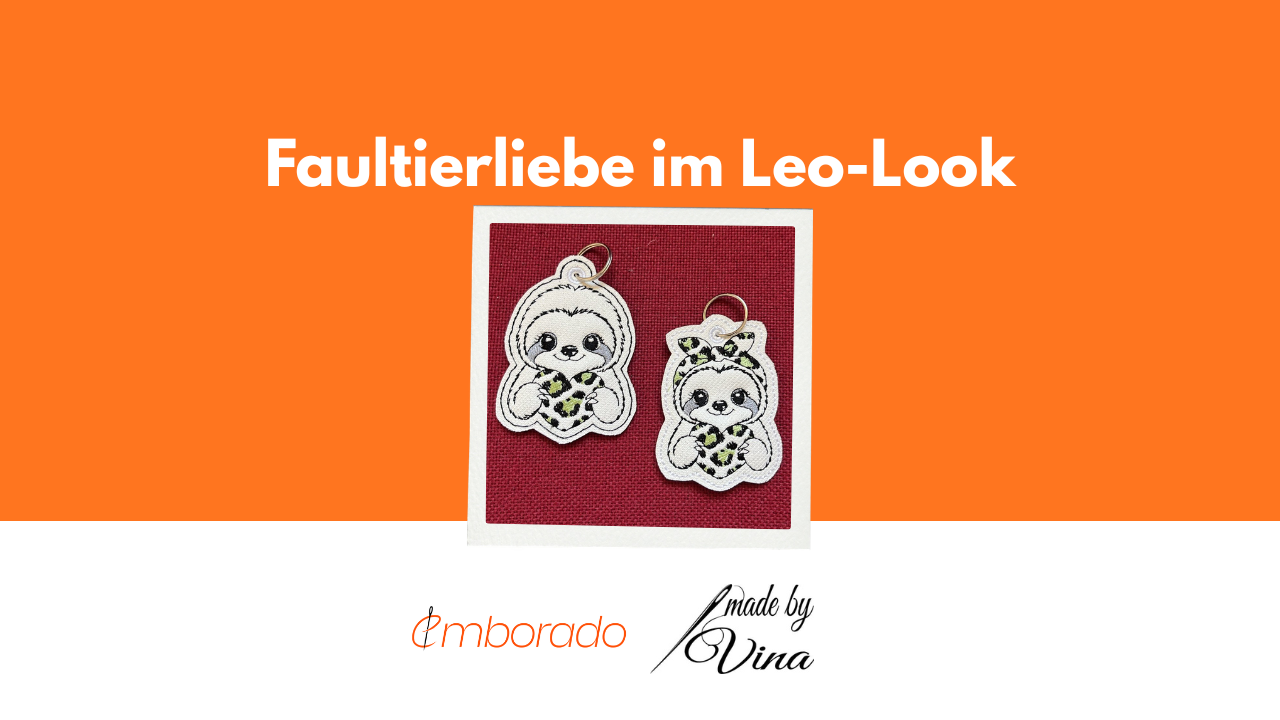 Kostenlose Stickdateien: Faultierliebe im Leo Look von Made by Vina