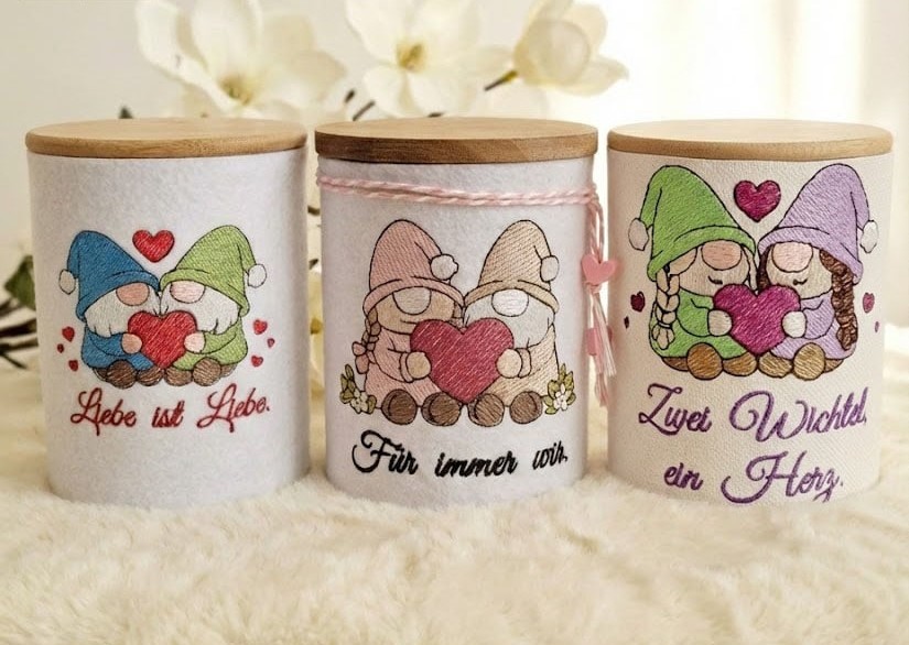 Free Valentine’s Day Embroidery Files: Valentine Gnomes by Made by Vina
