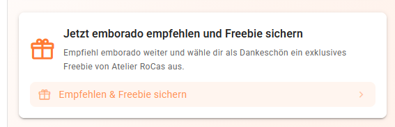Referral tile on the emborado dashboard