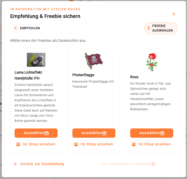 Selection of free embroidery designs by Atelier RoCas