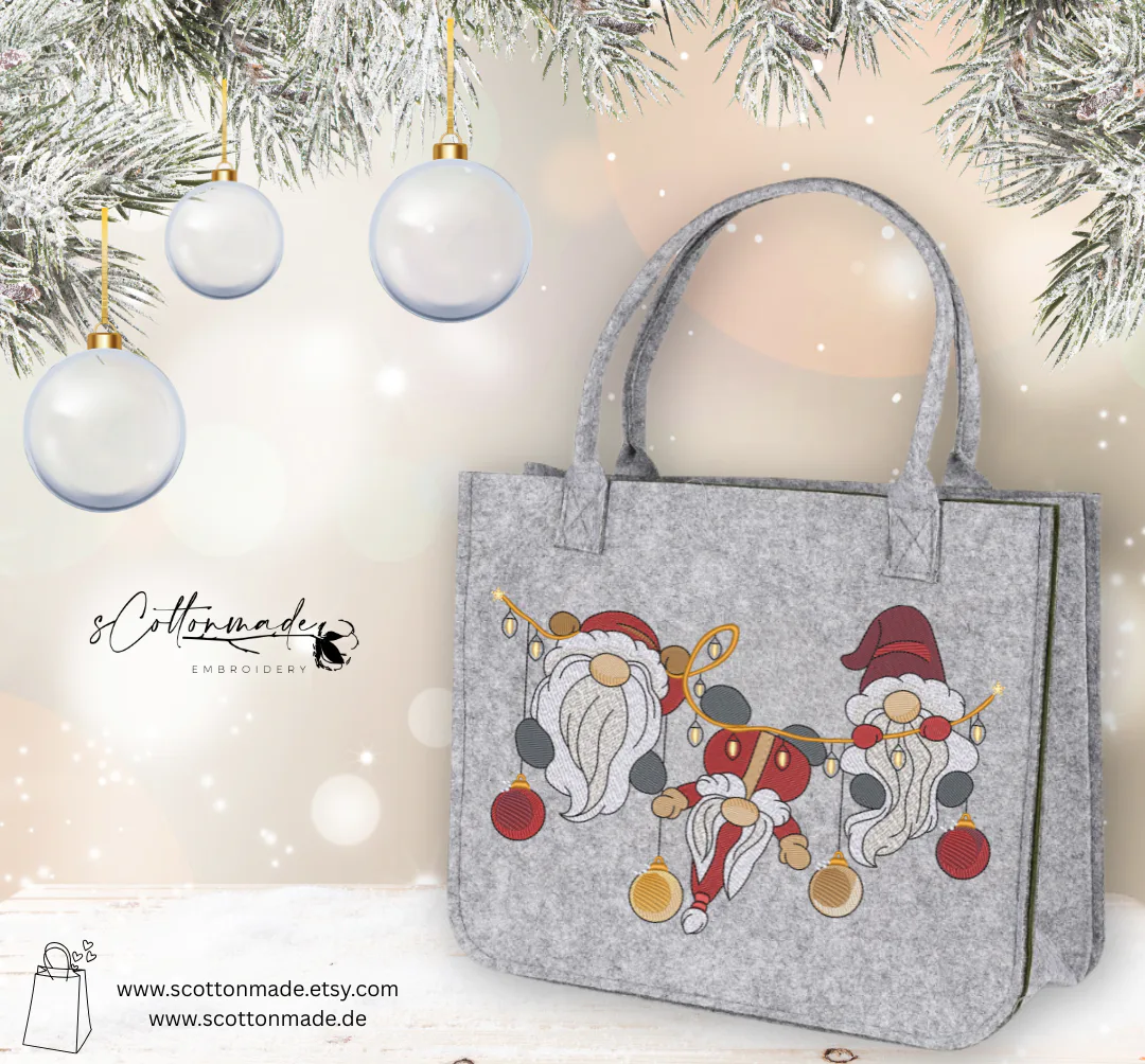 Free Embroidery Design: Christmas Gnomes by sCottonmade Embroidery