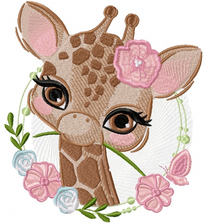 Stickdateien gratis: Verspieltes Giraffenmädchen-Freebie von Stickzebra