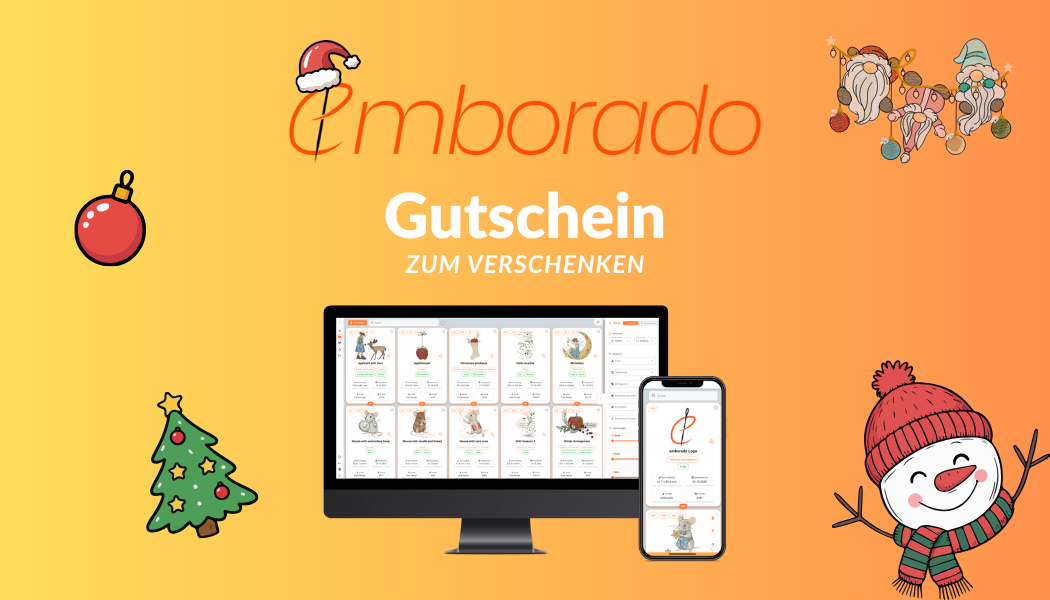 Weihnachtsgeschenk für Stickfans: emborado jetzt als Gutschein verschenken