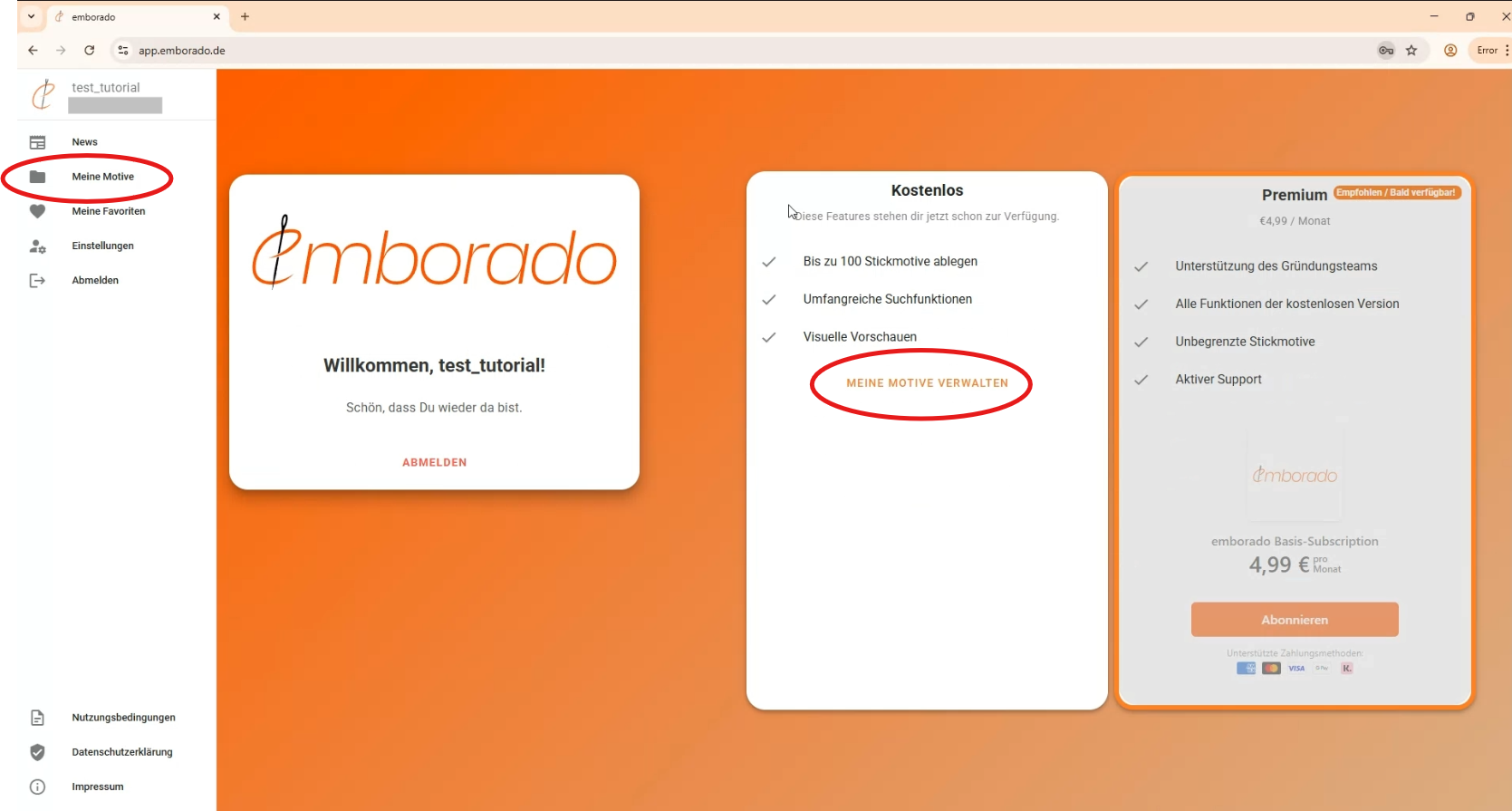 Screenshot Startseite emborado